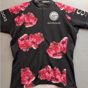 Albion Cycling Jersey Womens XL Pink Black Floral Nylon Goldilocks Utah Full Zip